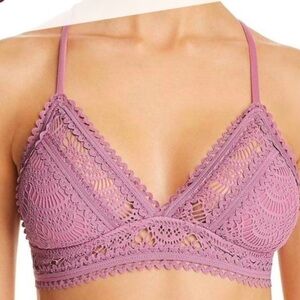 Becca Lace Bralette Triangle Bikini Top lavender light purple size large